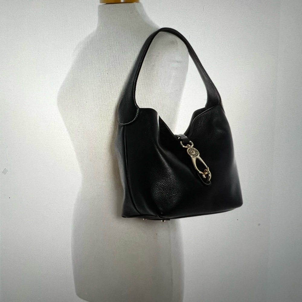 Dooney & Bourke Elegant Black Leather Lock Hobo Shoulder Bag